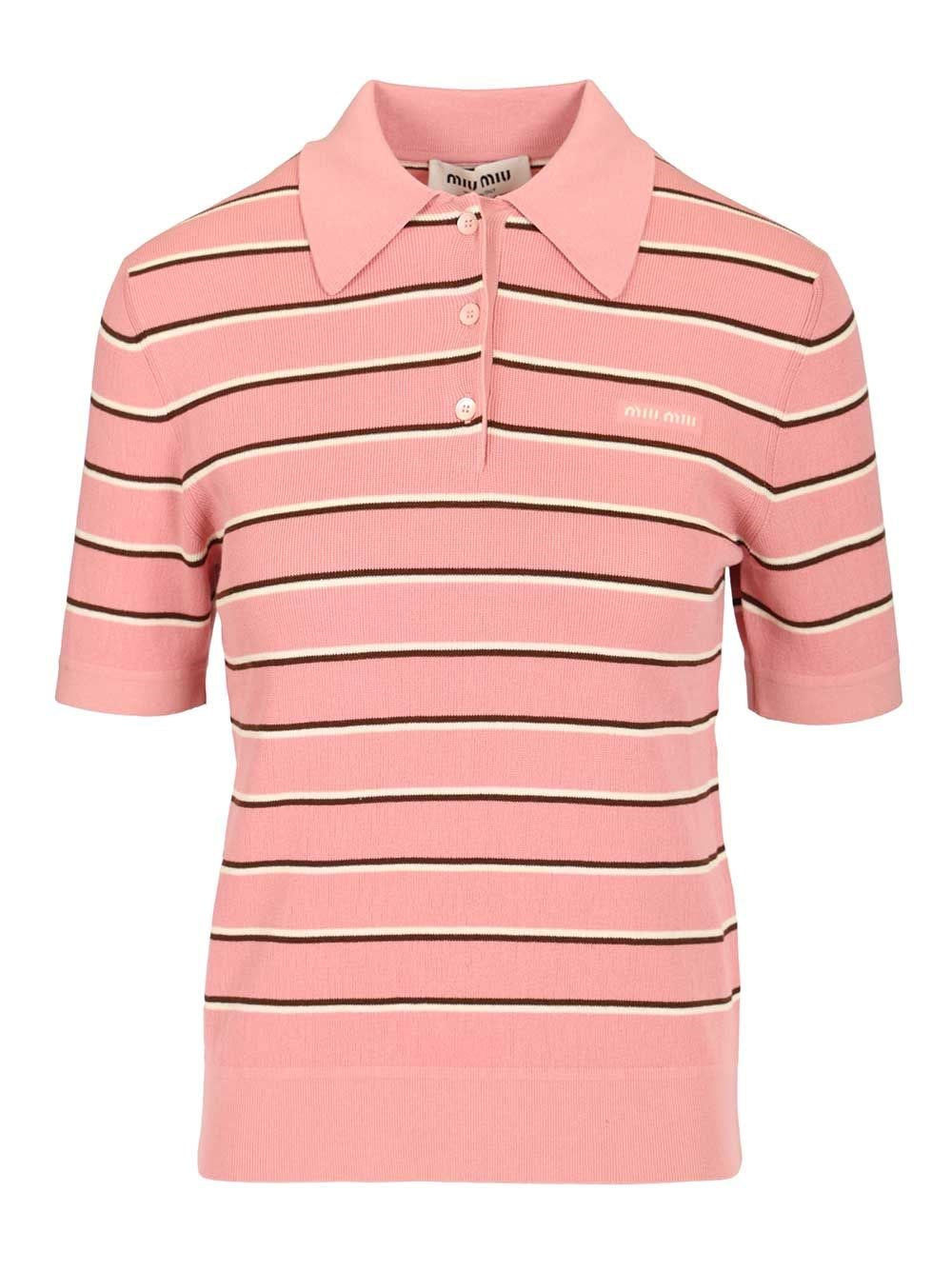 Miu Miu Women Striped Polo Shirt MIU MIU