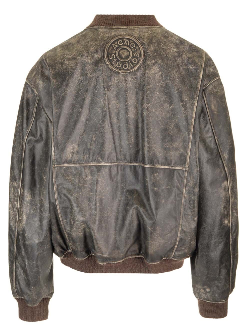 Acne Studios Men Leather Bomber Jacket ACNE STUDIOS