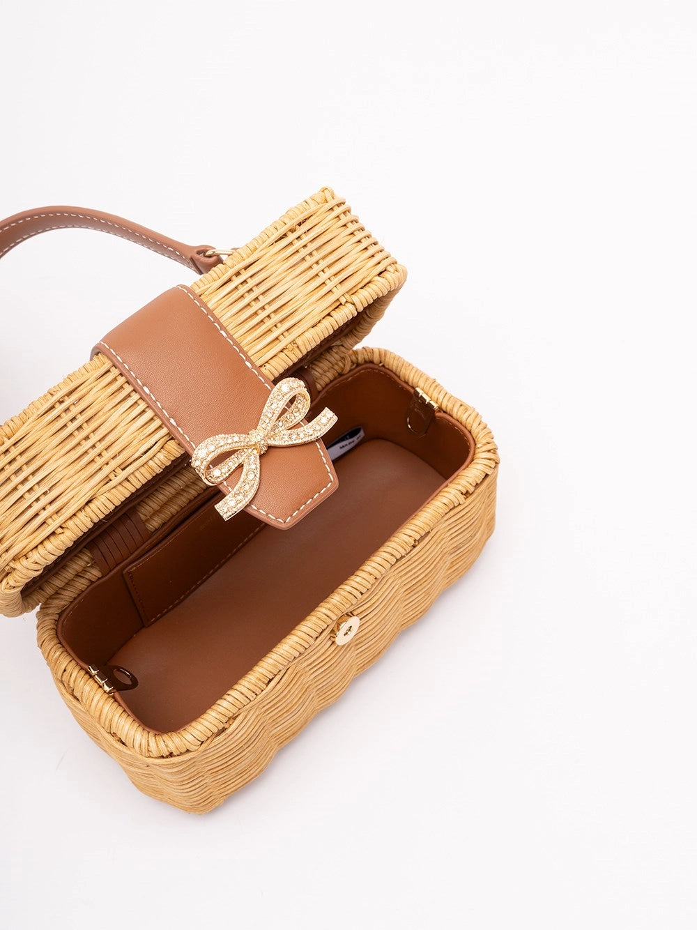 Self-Portrait Women Rattan Cherry Charm Mini Basket Bag