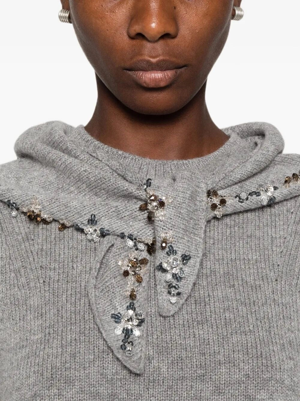 Prada Women Sweater With Jeweled Scarf Detail PRADA