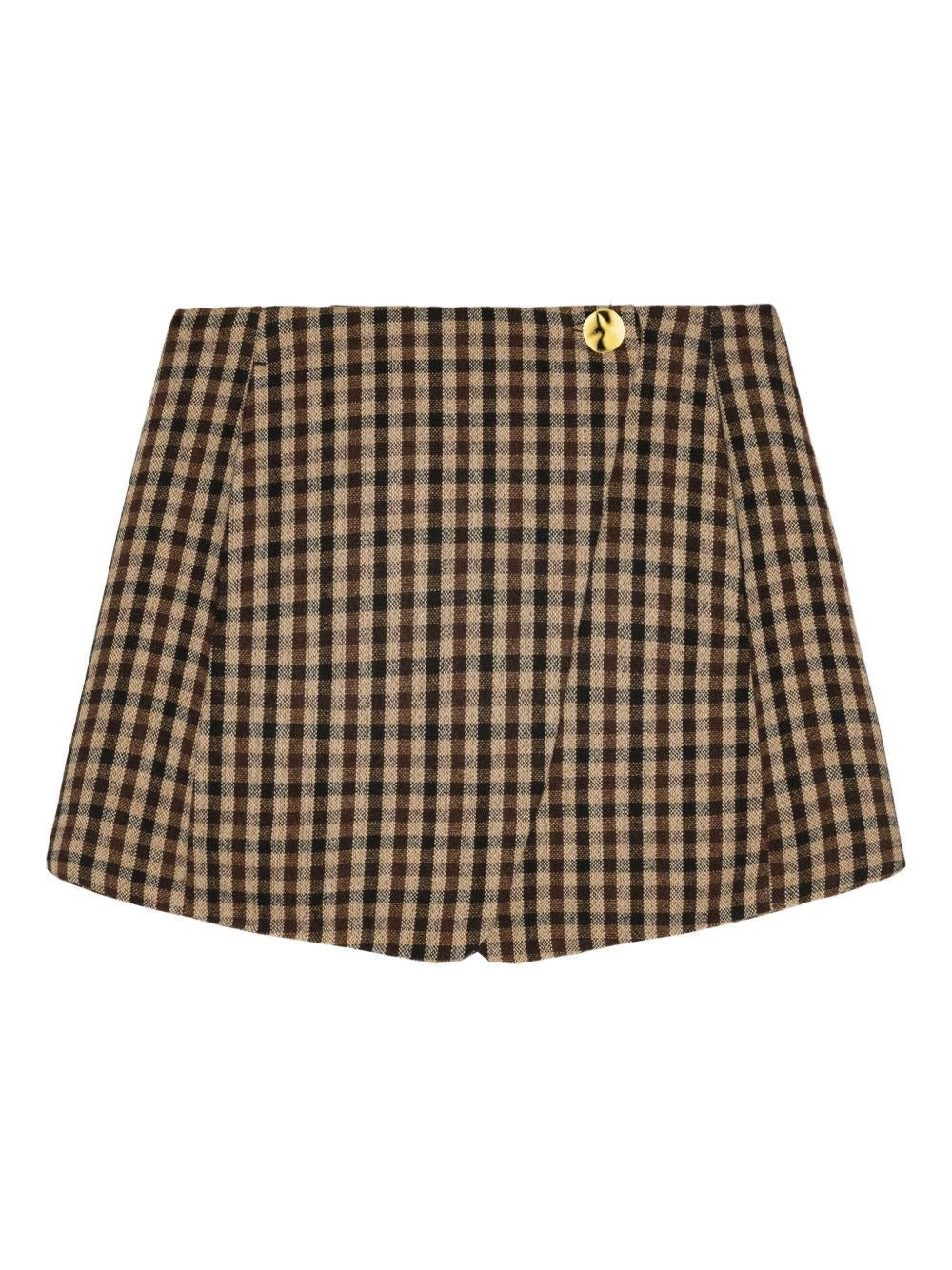 Ganni Women Checked Wool Mini Skirt GANNI