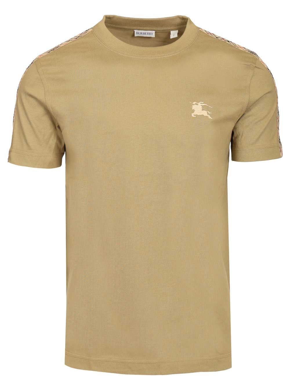 Burberry Men Cotton T-Shirt With Check Trim BURBERRY