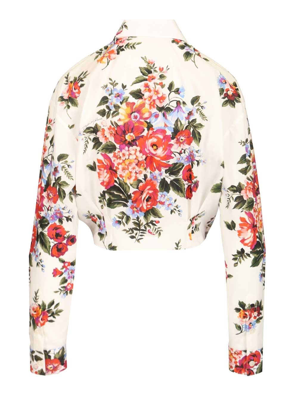Dolce & Gabbana Women Cotton Shirt With A Bouquet Of Flowers Print DOLCE & GABBANA