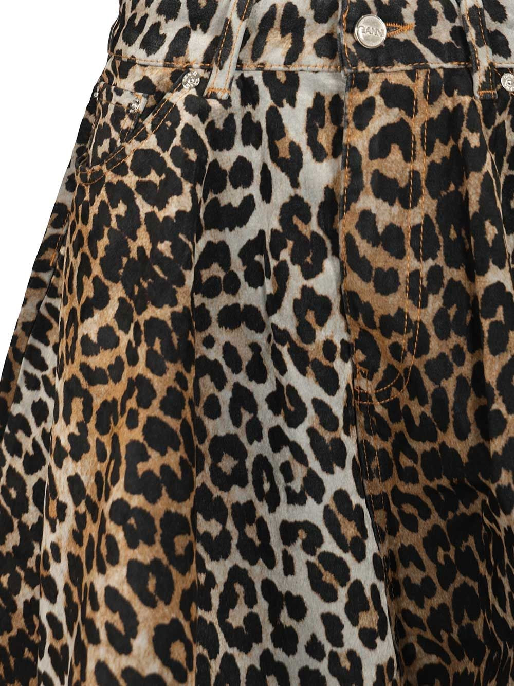 Ganni Women Leopard Print Miniskirt GANNI
