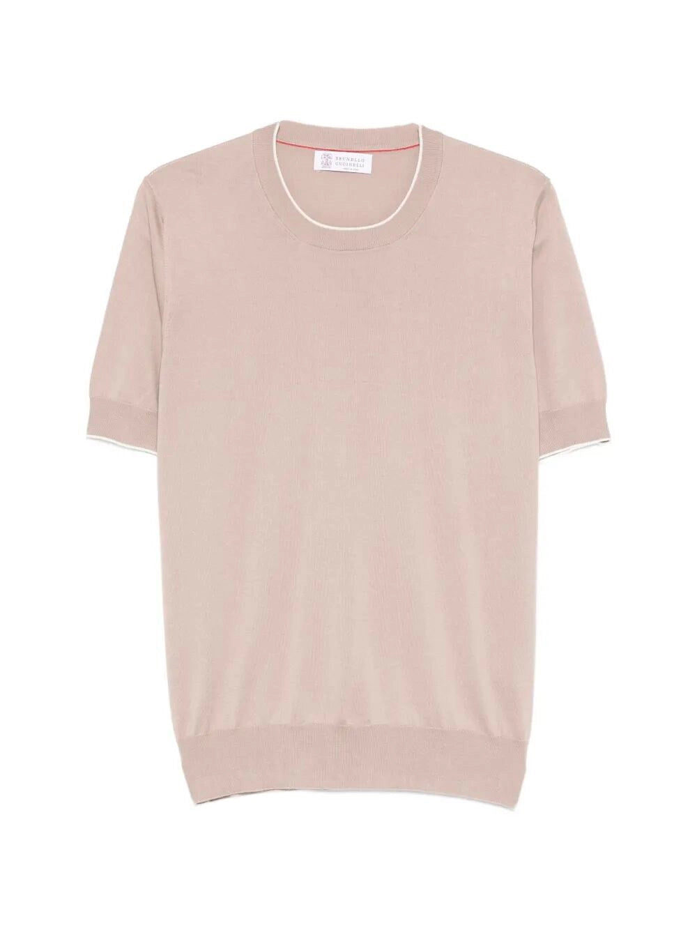 Brunello Cucinelli Men Cotton Lightweight Knit T-Shirt With Contrast Details BRUNELLO CUCINELLI