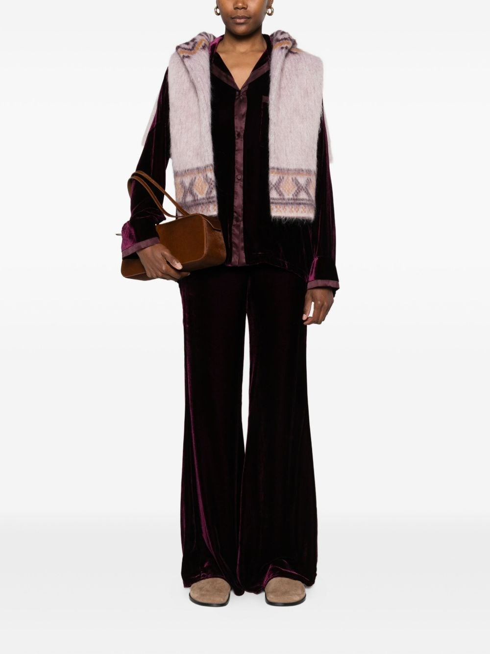 Forte_Forte Women Smooth Velvet Flared Trousers FORTE FORTE