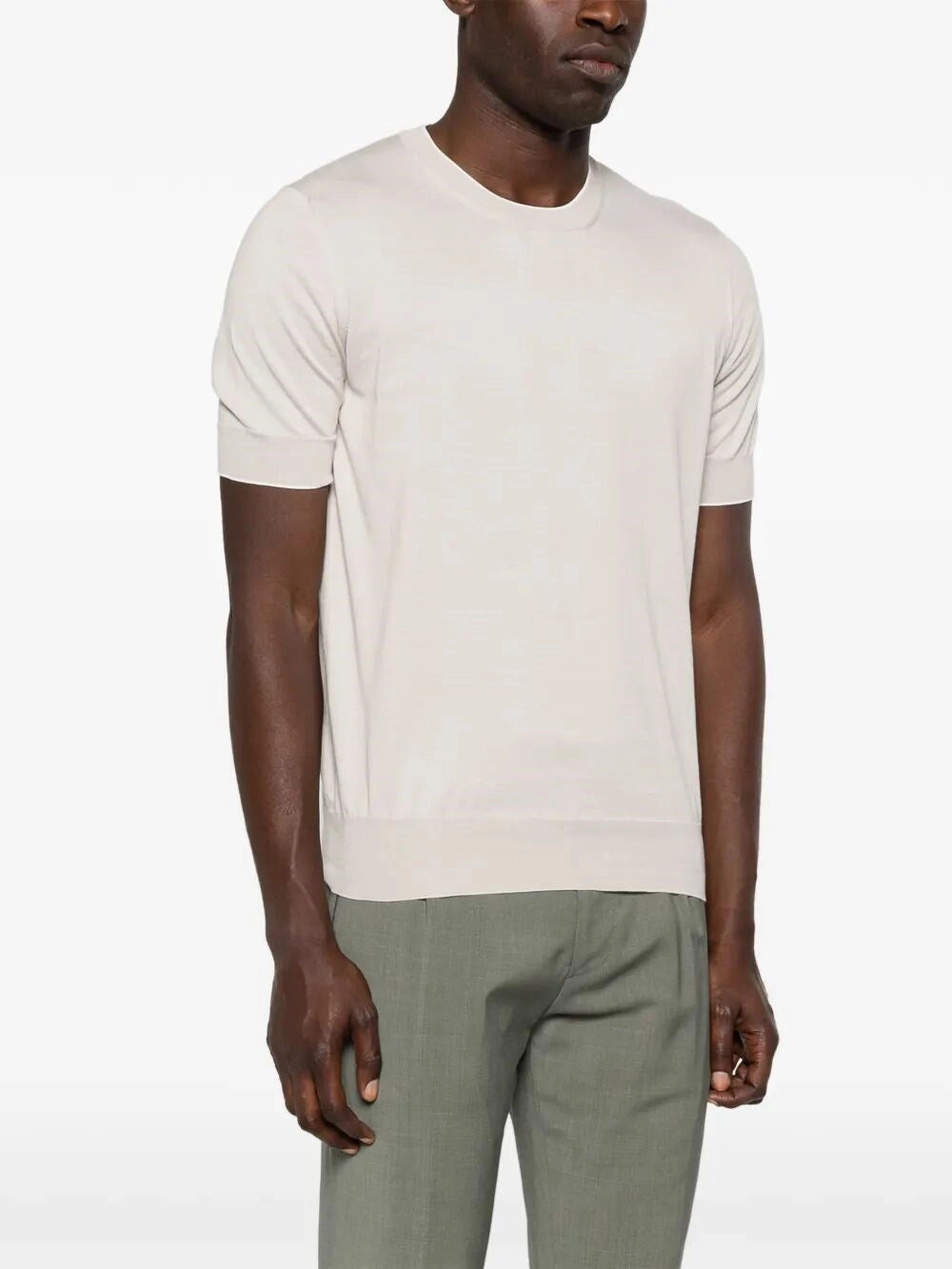 Brunello Cucinelli Men Cotton Lightweight Knit T-Shirt With Contrast Details BRUNELLO CUCINELLI