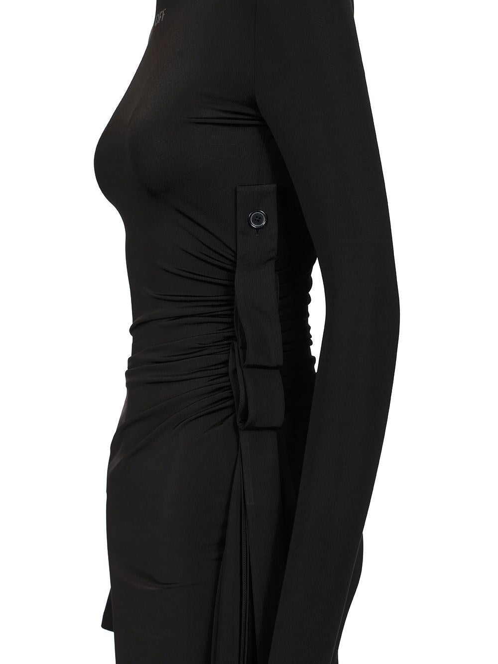 Off-White Women Sec Skin Draped Mini Dress Ls Black - Bl OFF-WHITE