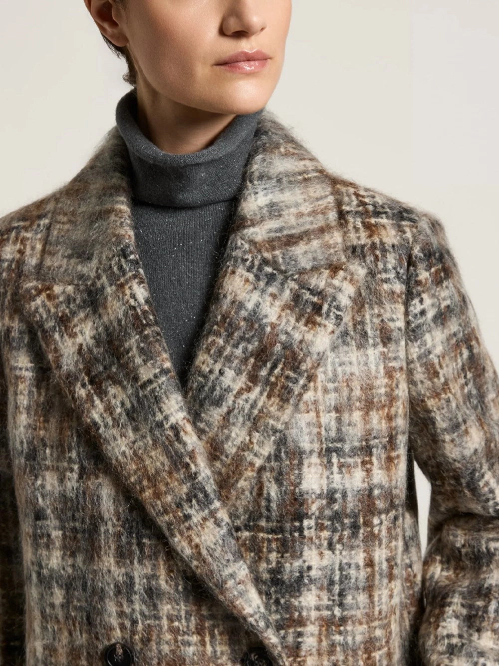 Peserico Women Double-Breasted Coat In Mohair Wool Blend PESERICO