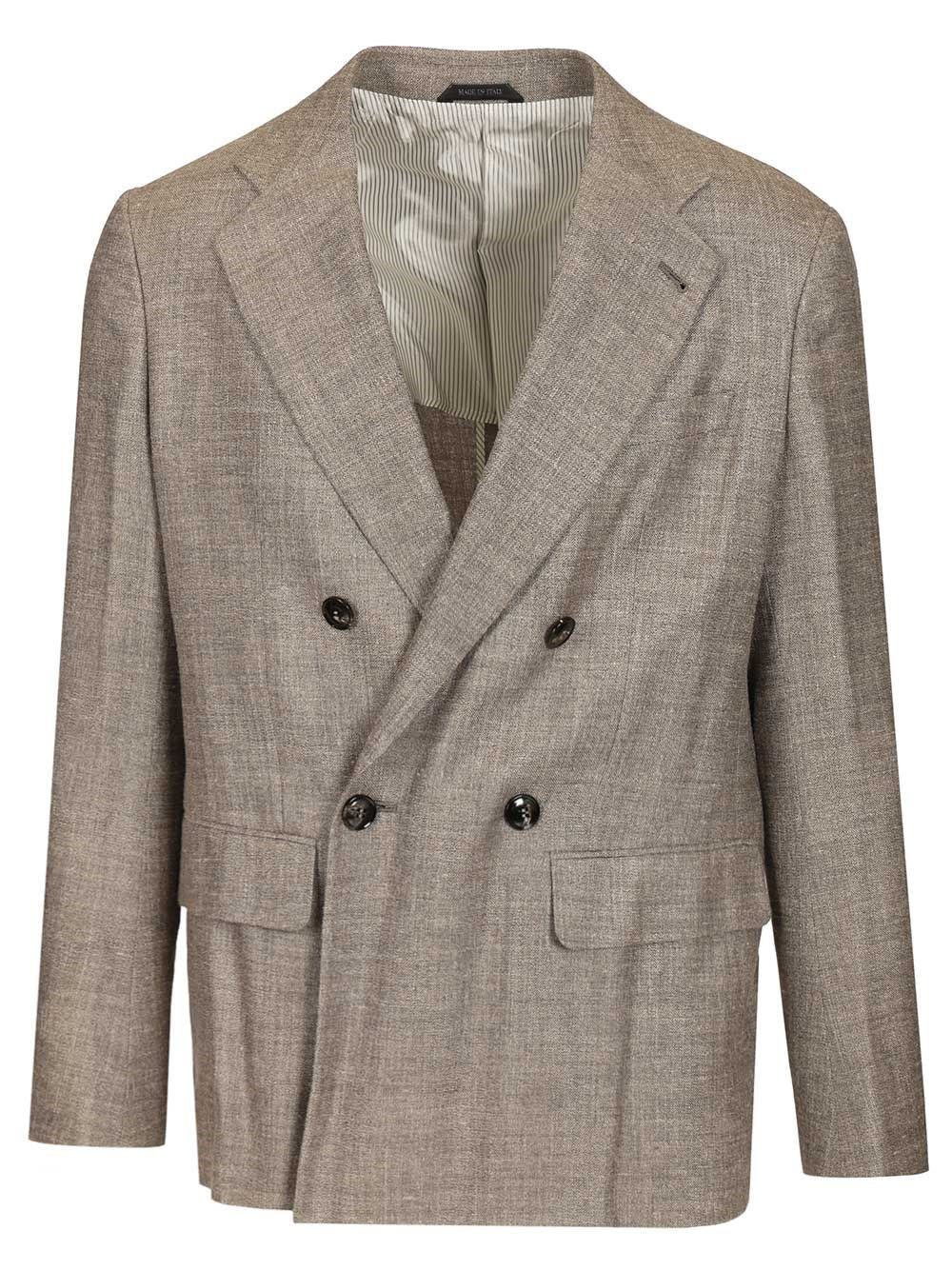 Giorgio Armani Men Double-Breasted Linen Blend Blazer GIORGIO ARMANI
