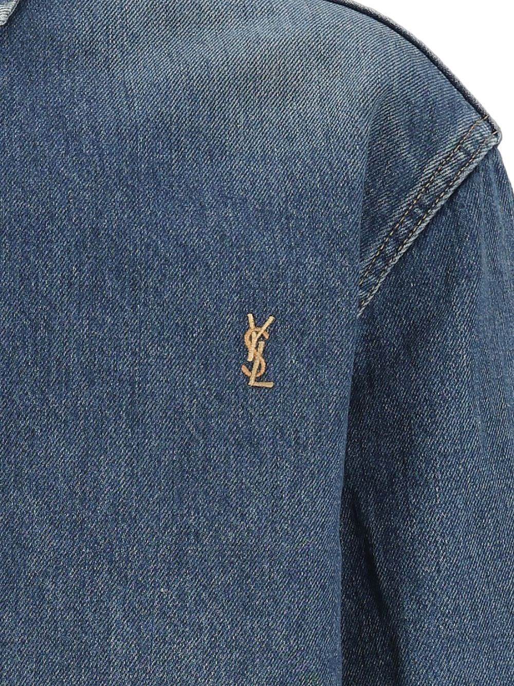 Saint Laurent Men Cassandre Denim Shirt SAINT LAURENT