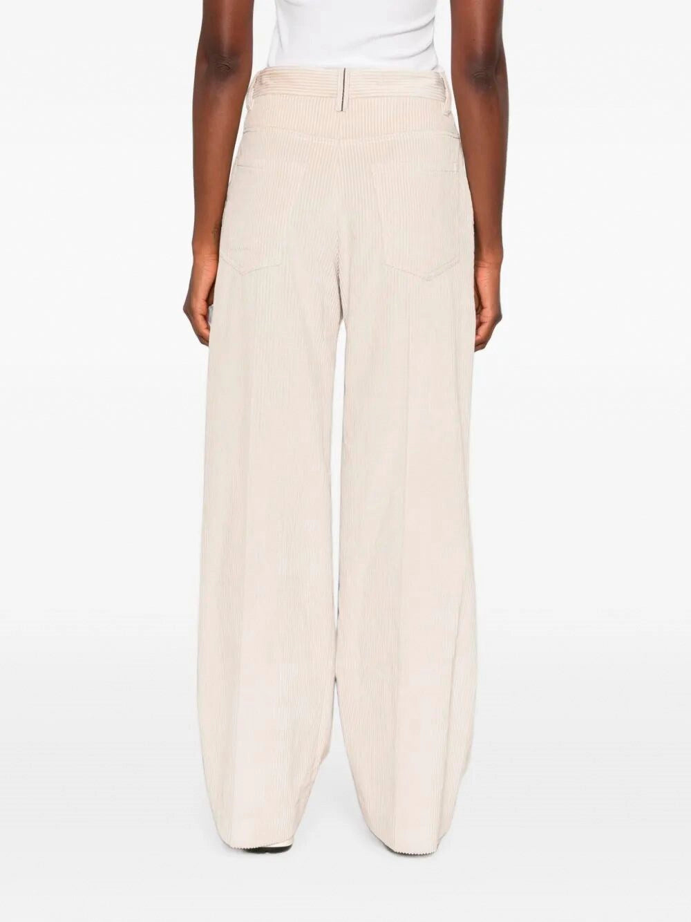 Brunello Cucinelli Women Corduroy Loose Pants With Monili BRUNELLO CUCINELLI