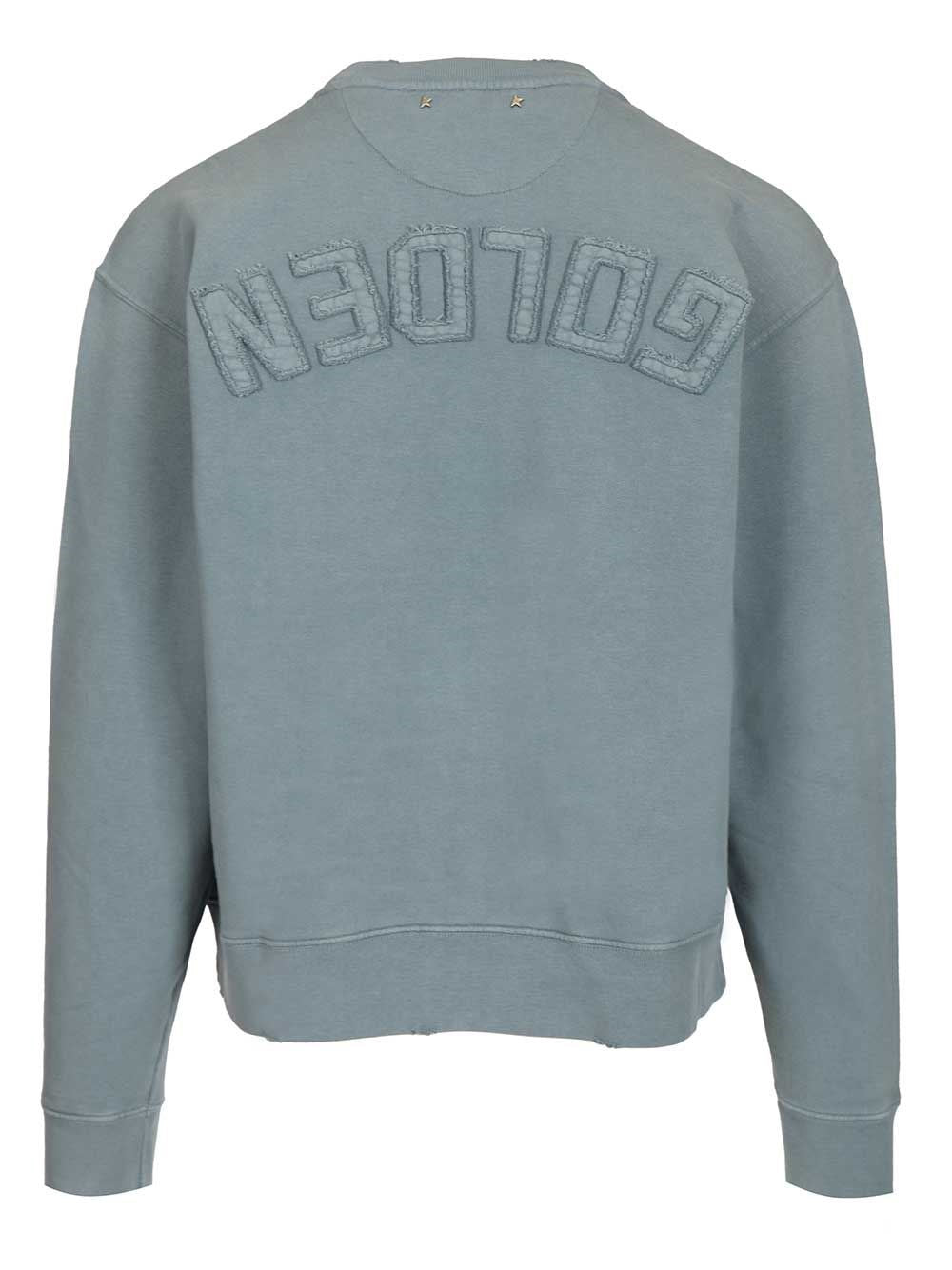 Golden Goose Men Boxi Sweatshirt Faded Cotton Fleece Logo Patch GOLDEN GOOSE