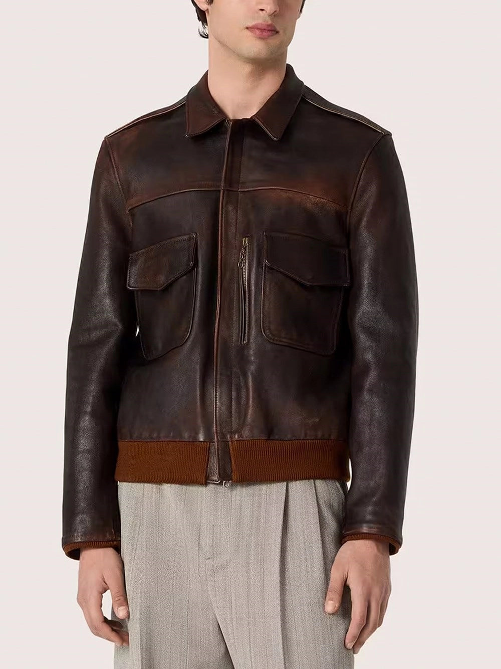 Golden Goose Men Leather Bomber Jacket GOLDEN GOOSE