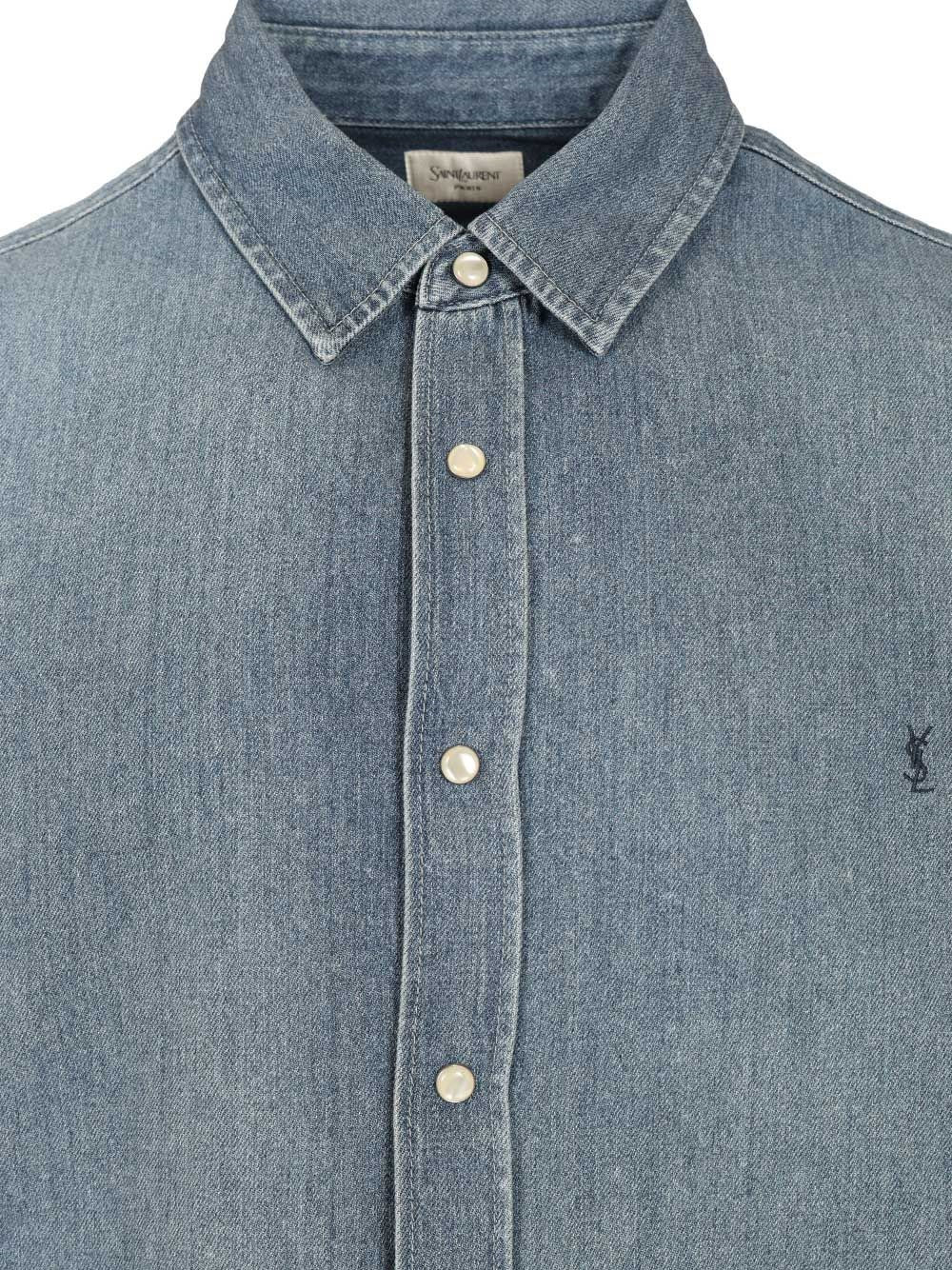Saint Laurent Men Cassandre Denim Shirt SAINT LAURENT