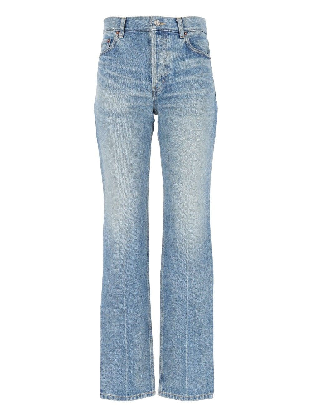 Saint Laurent Women Straight Jeans In Authentic Medium Blue Denim SAINT LAURENT
