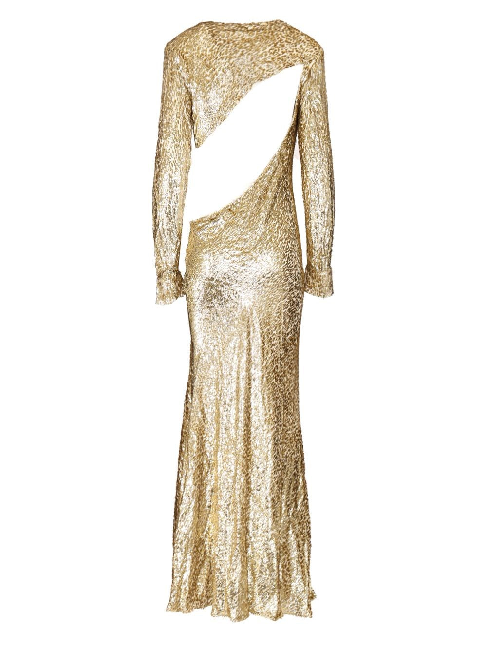 Self-Portrait Women Long Dress In Gold Thread SELF-PORTRAIT