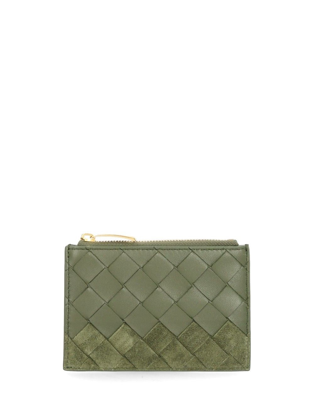 Bottega Veneta Women Woven Card Holder With Zip BOTTEGA VENETA