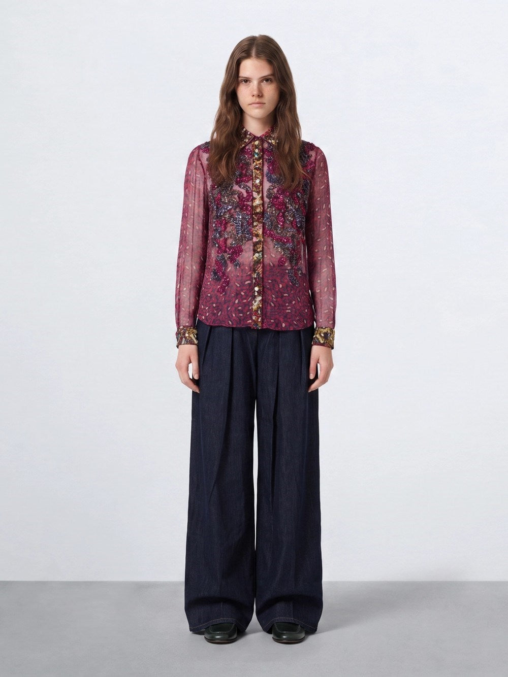 Dries Van Noten Women Sequin-Embellished Ruffled Shirt DRIES VAN NOTEN