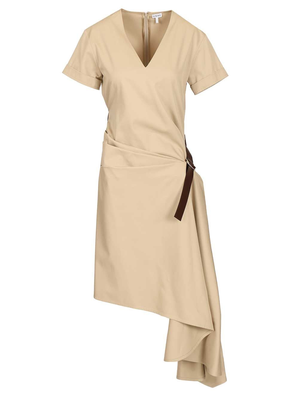 Loewe Women Belted Dress In Cotton And Silk LOEWE