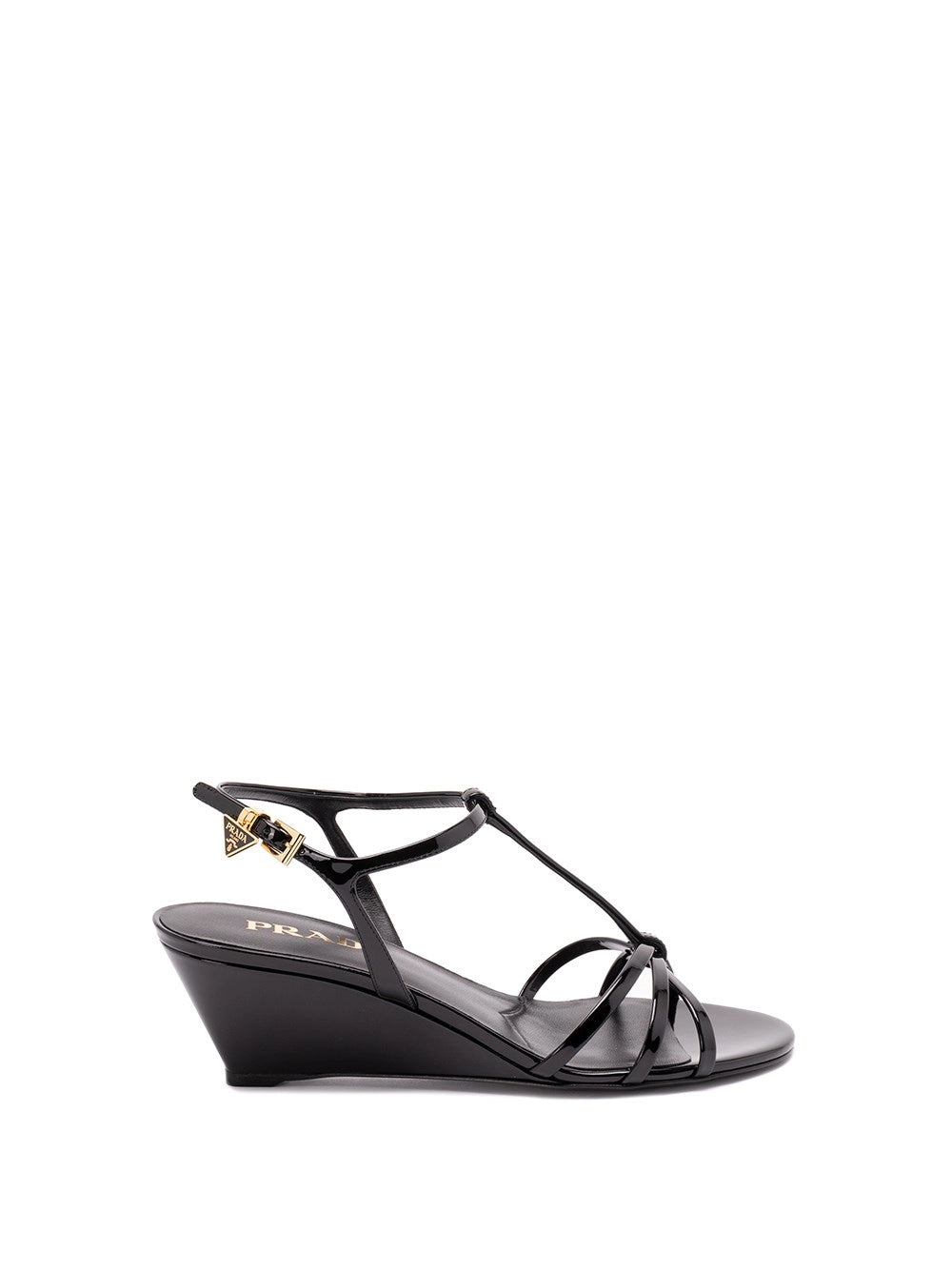 Prada Women Patent Leather Wedge Sandals PRADA