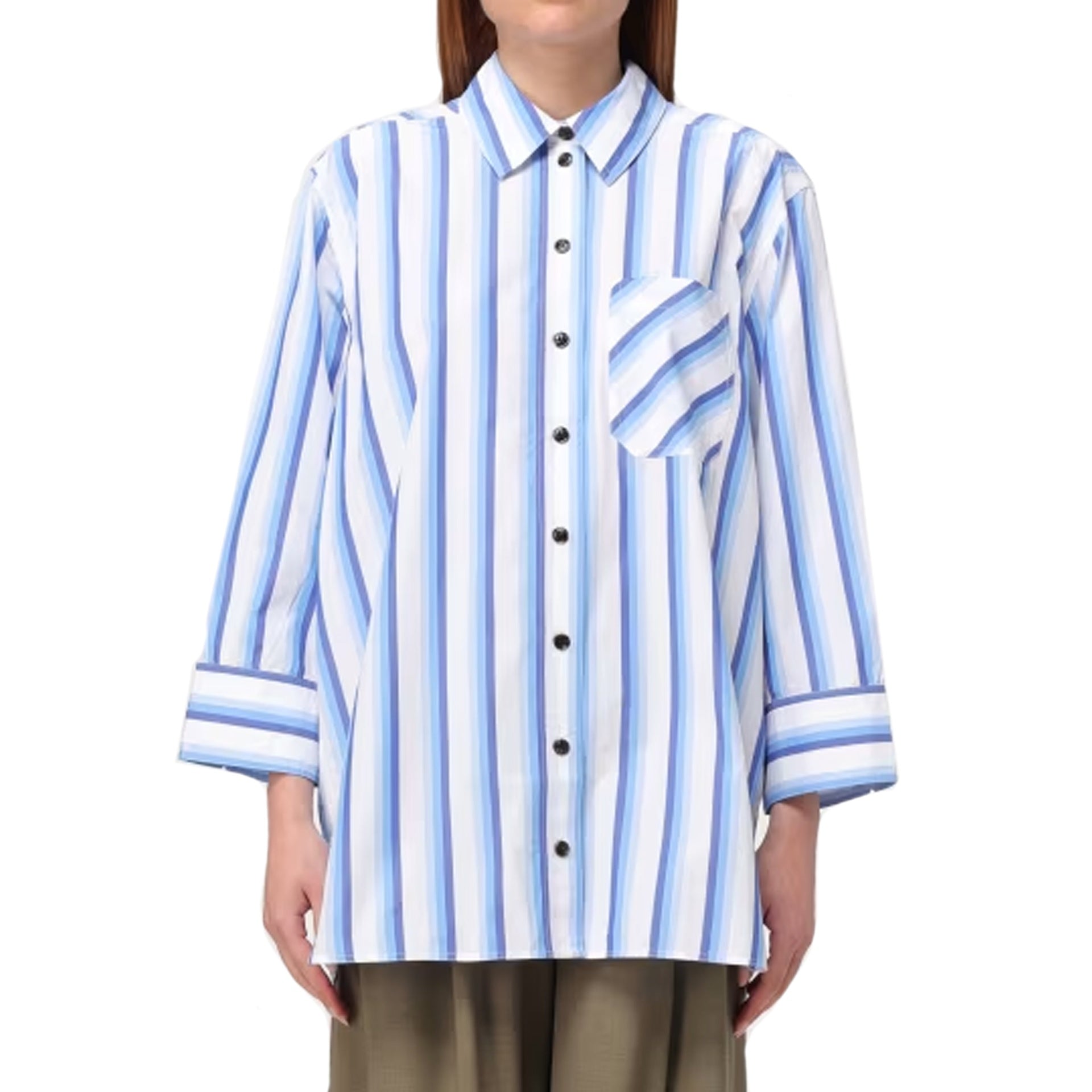 Ganni Cotton Striped Shirt Women GANNI