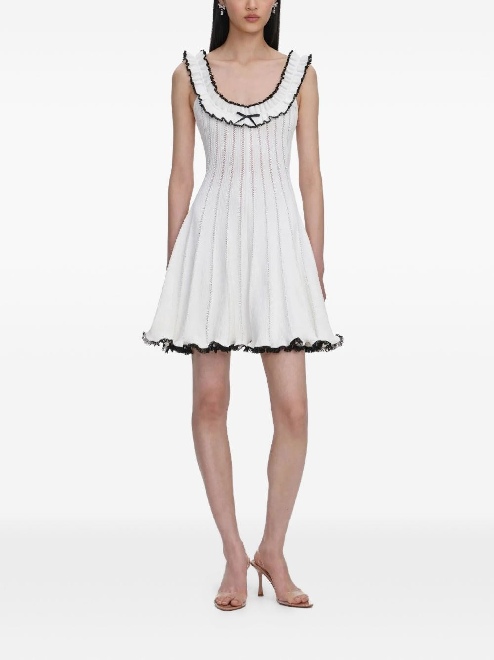 Self-Portrait Women White Contrast Trim Knit Mini Dress SELF-PORTRAIT