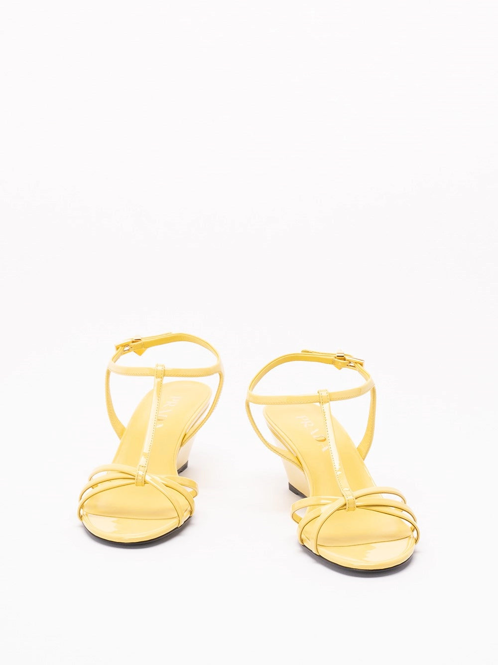 Prada Women Patent Leather Wedge Sandals PRADA