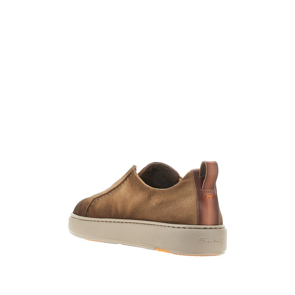 Santoni Men Vintage Effect Leather Slip-On Sneakers SANTONI