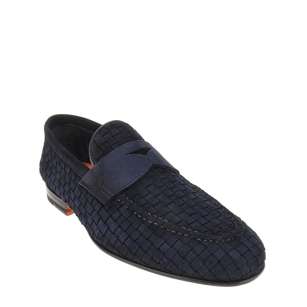 Santoni Men 'Carlo' Suede Leather Penny Loafers SANTONI