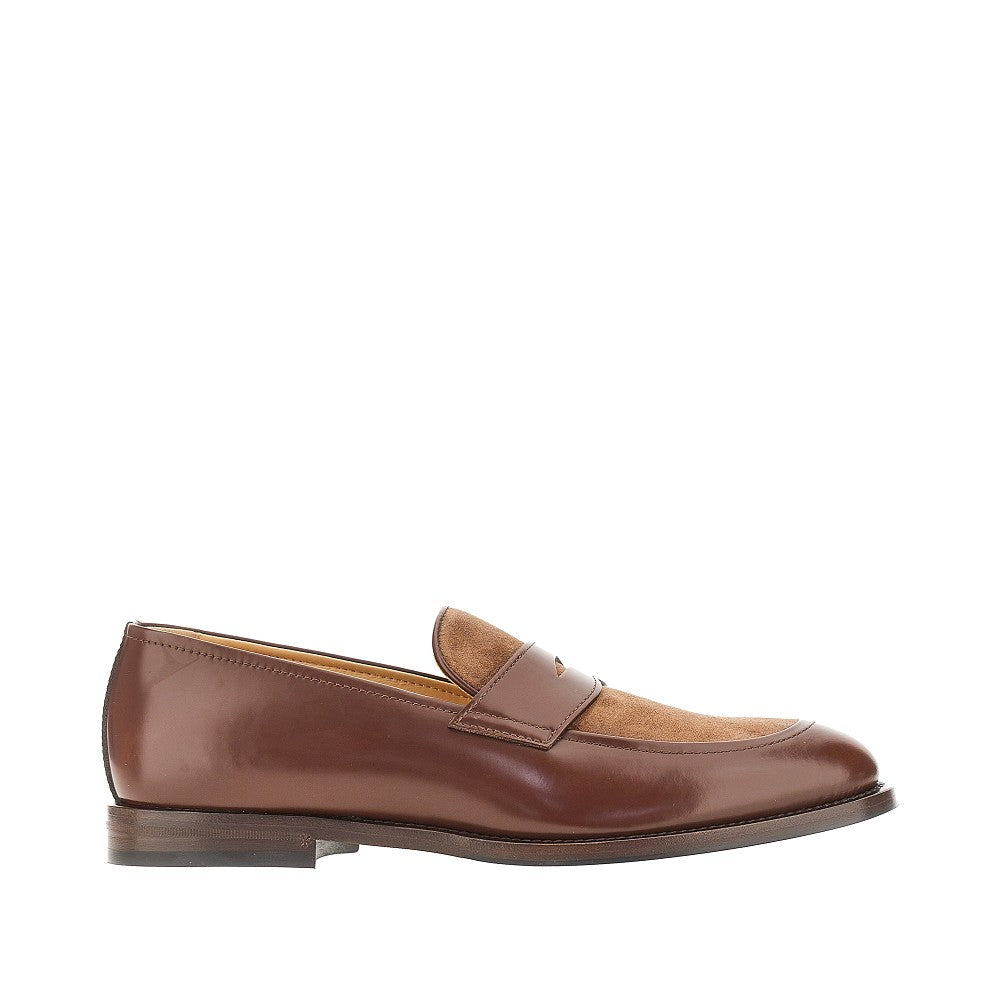 Brunello Cucinelli Men Smooth And Suede Leather Penny Loafers BRUNELLO CUCINELLI