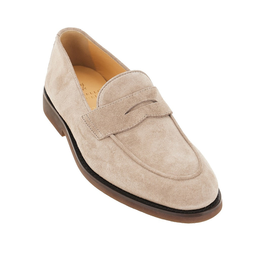 Brunello Cucinelli Men Suede Leather Penny Loafers BRUNELLO CUCINELLI