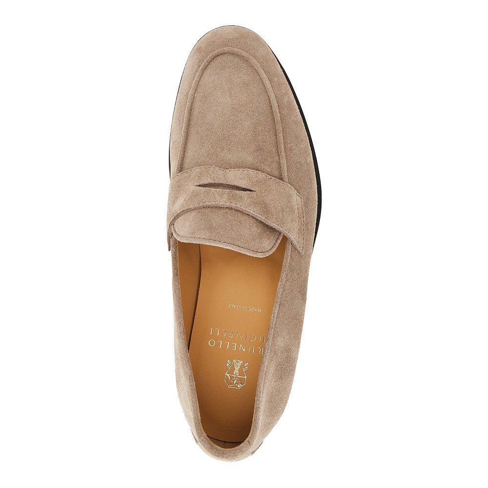 Brunello Cucinelli Men Suede Leather Penny Loafers BRUNELLO CUCINELLI