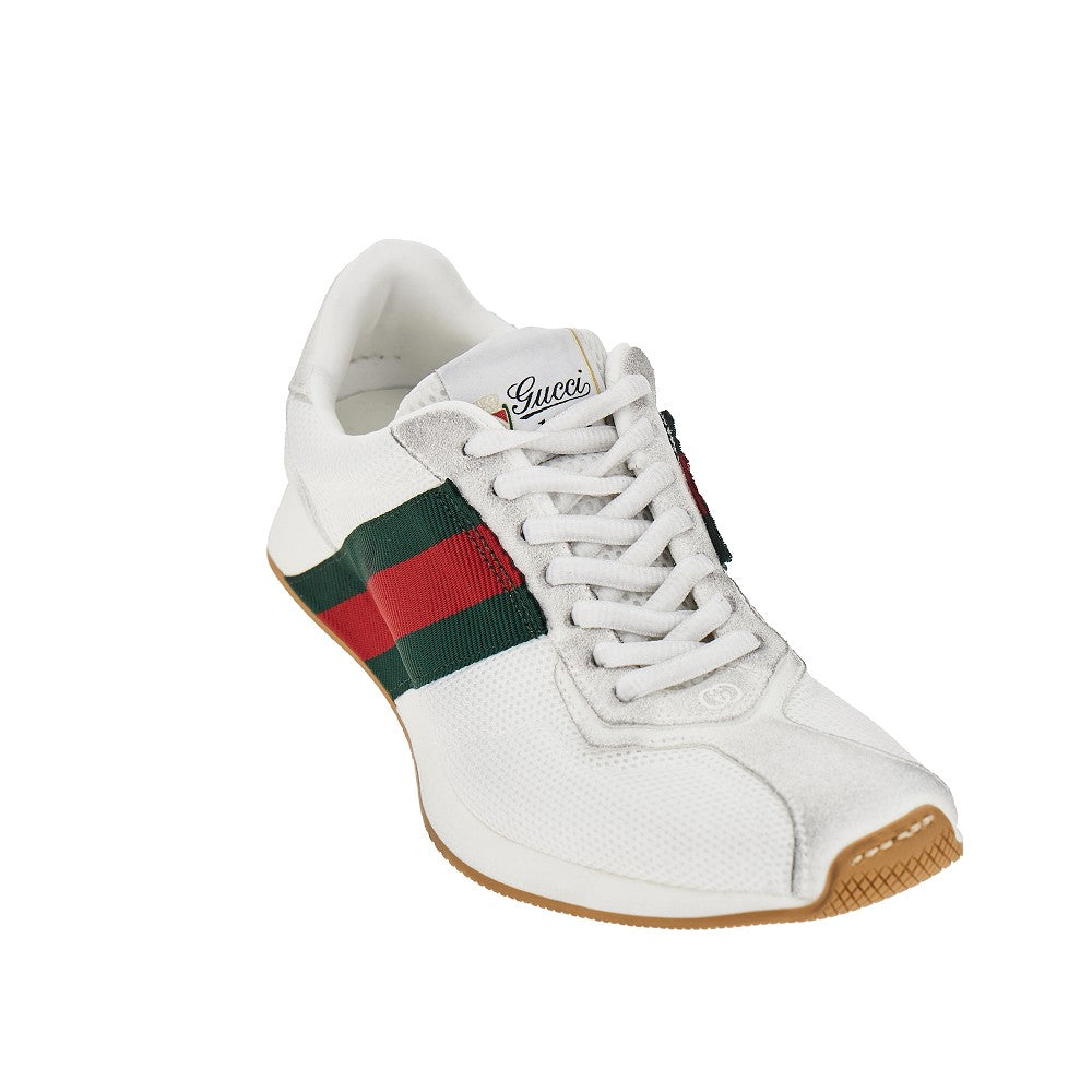 Gucci Women Suede Leather And Mesh 'Tempo' Sneakers GUCCI