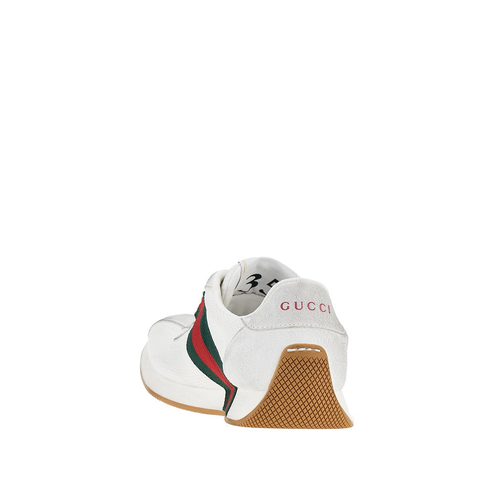 Gucci Women Suede Leather And Mesh 'Tempo' Sneakers GUCCI