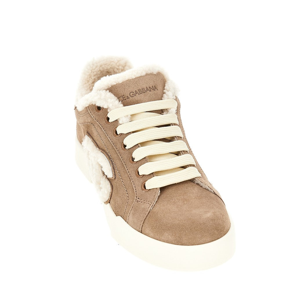 Dolce&Gabbana Women Suede And Shearling 'Portofino' Sneakers DOLCE & GABBANA