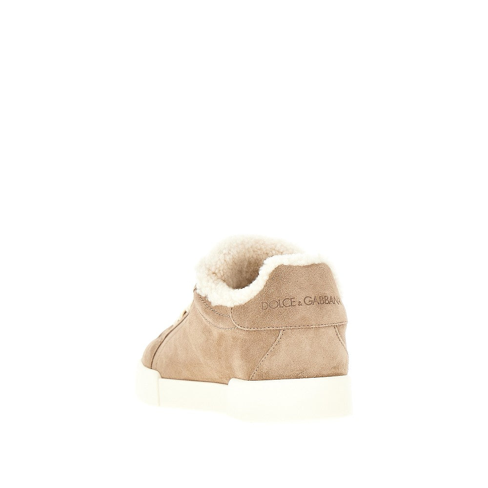 Dolce&Gabbana Women Suede And Shearling 'Portofino' Sneakers DOLCE & GABBANA