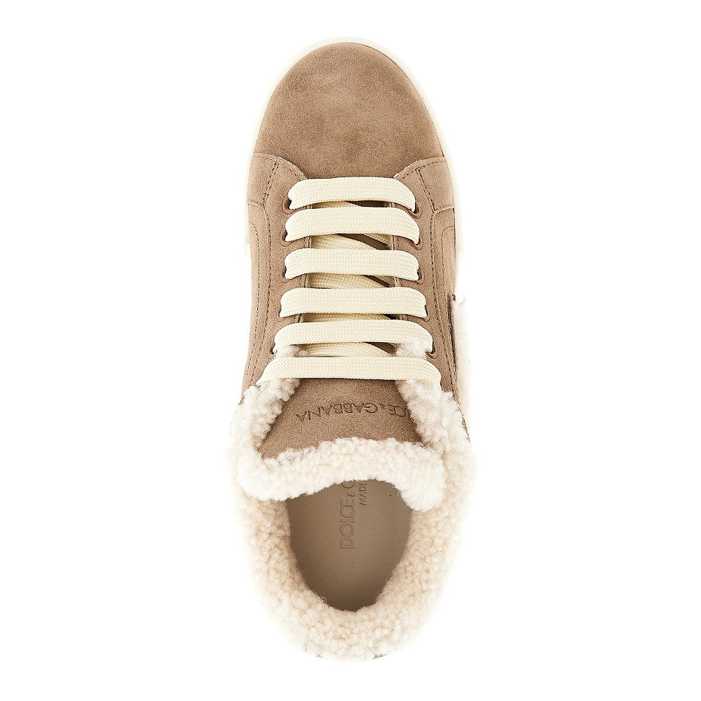 Dolce&Gabbana Women Suede And Shearling 'Portofino' Sneakers DOLCE & GABBANA