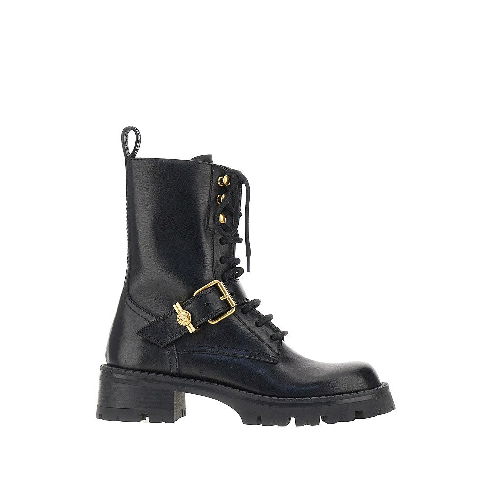 Versace Women Leather Boots With Medusa Detail VERSACE