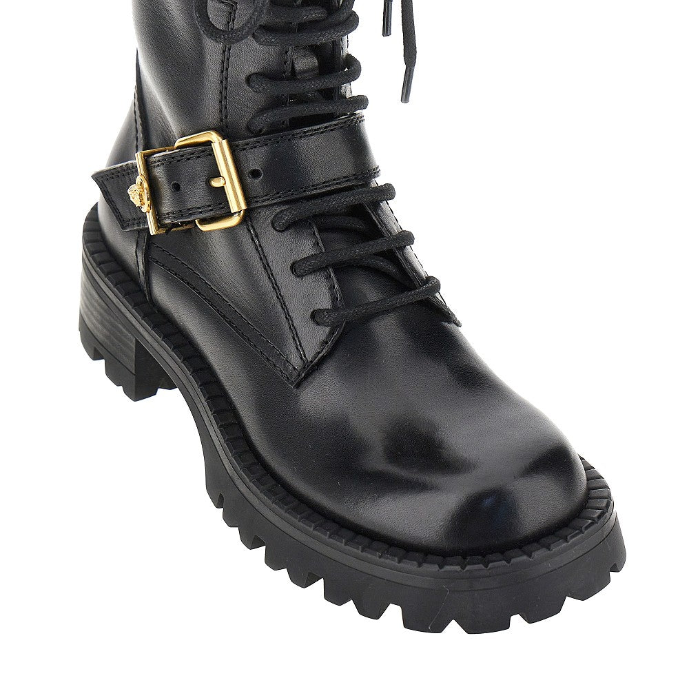 Versace Women Leather Boots With Medusa Detail VERSACE