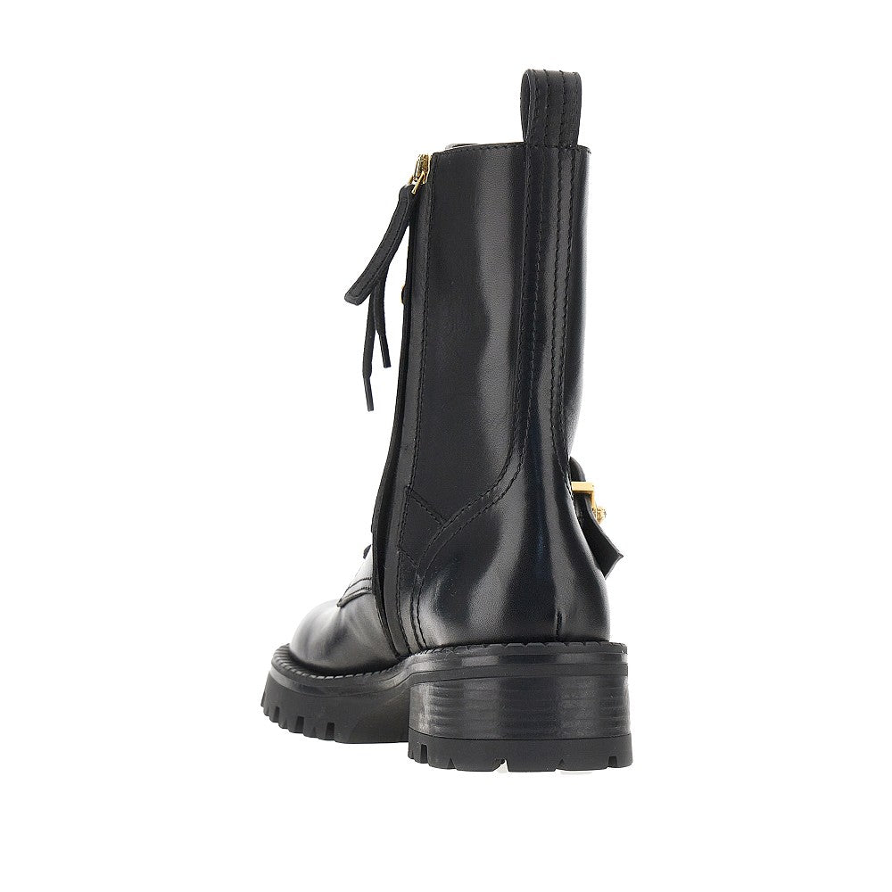 Versace Women Leather Boots With Medusa Detail VERSACE