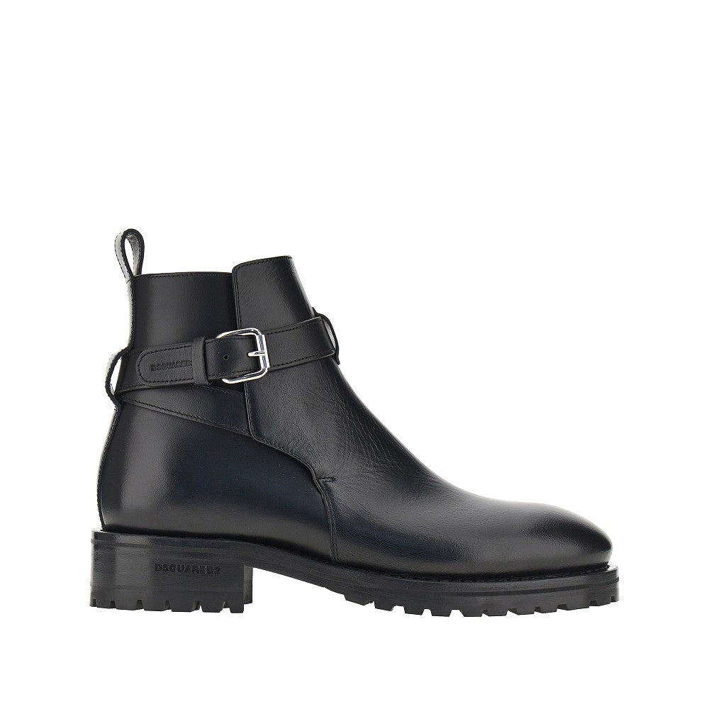 Dsquared2 Men Leather Boots With Debossed Logo DSQUARED2
