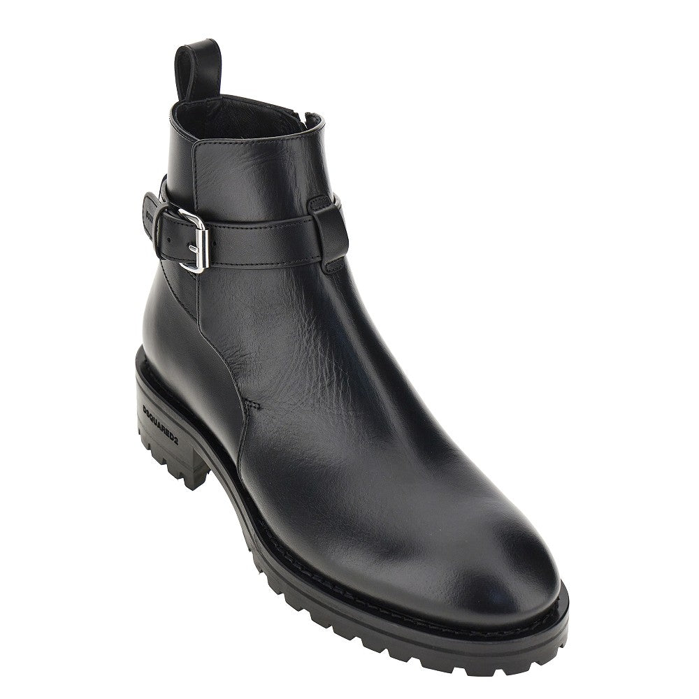 Dsquared2 Men Leather Boots With Debossed Logo DSQUARED2