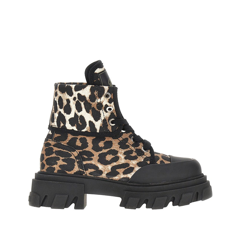 Ganni Women Leopard-Printed Denim Boots GANNI
