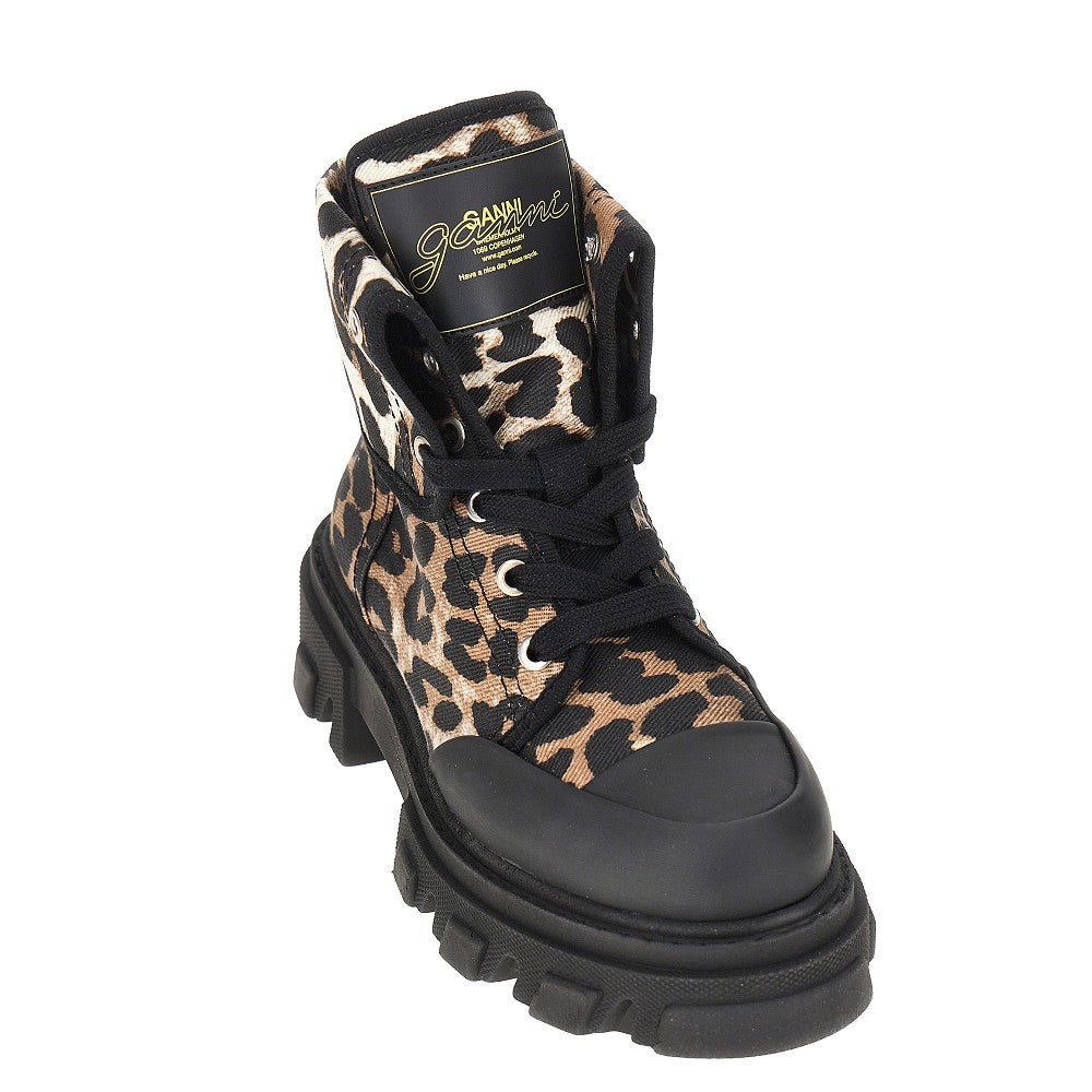 Ganni Women Leopard-Printed Denim Boots GANNI
