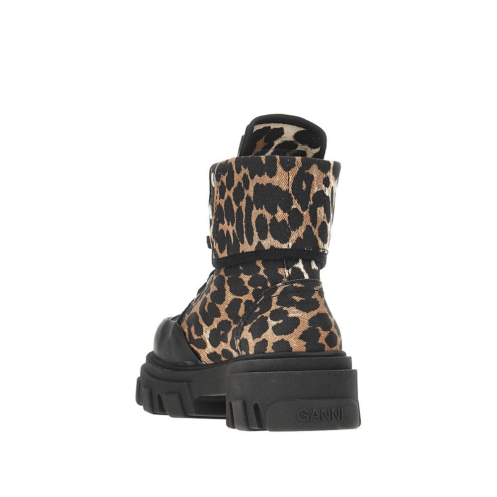 Ganni Women Leopard-Printed Denim Boots GANNI