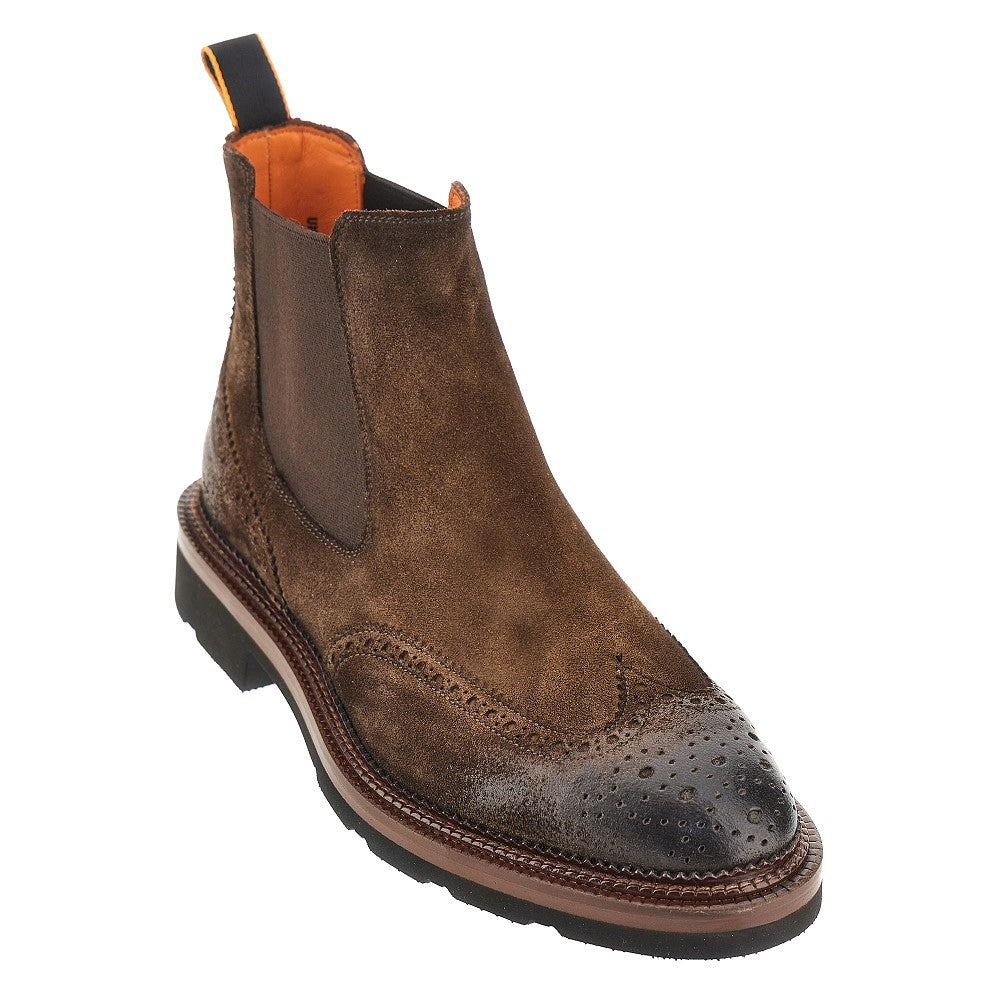 Santoni Men Suede Leather Chelsea Boots SANTONI
