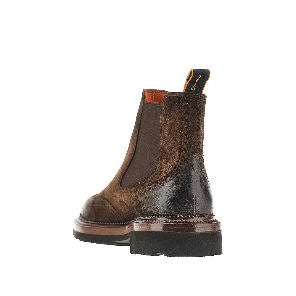 Santoni Men Suede Leather Chelsea Boots SANTONI