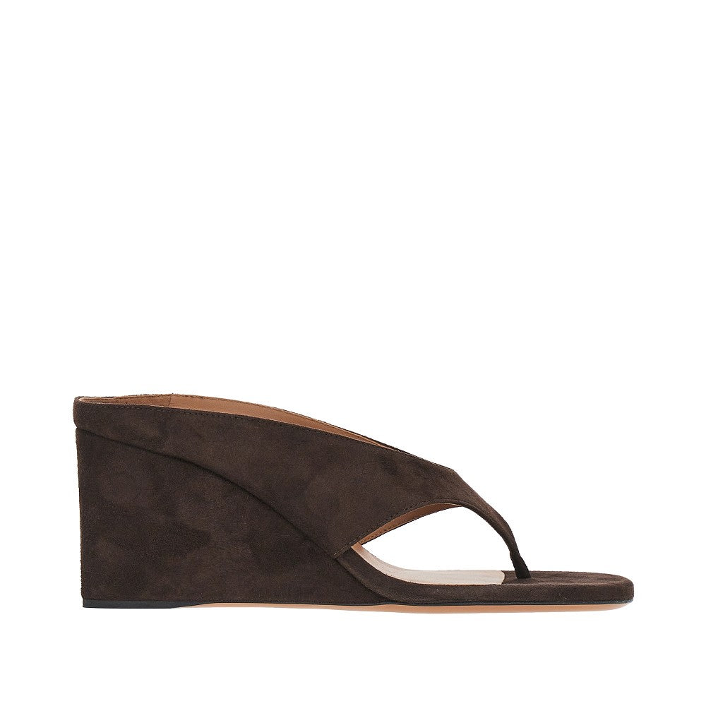 Alaia Women Suede Leather 'Cube' Thong Mules ALAIA