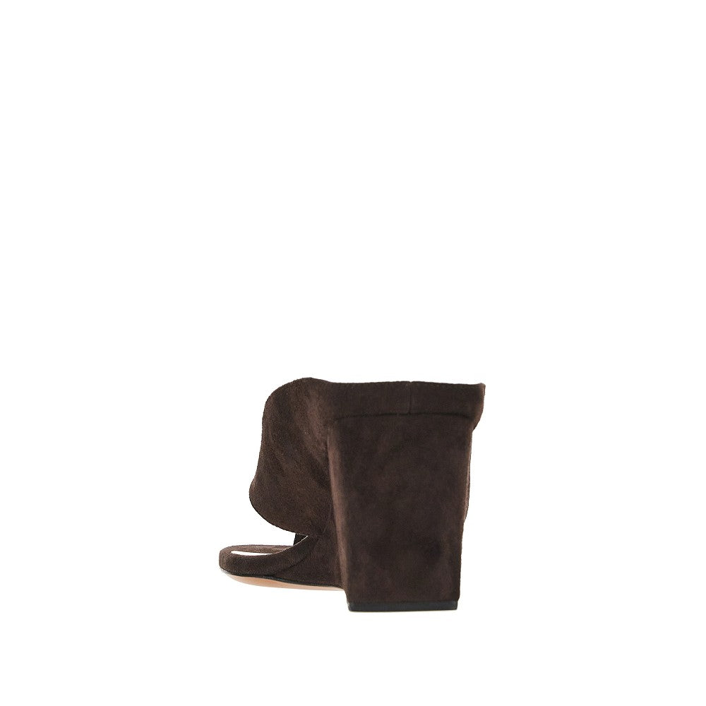 Alaia Women Suede Leather 'Cube' Thong Mules ALAIA